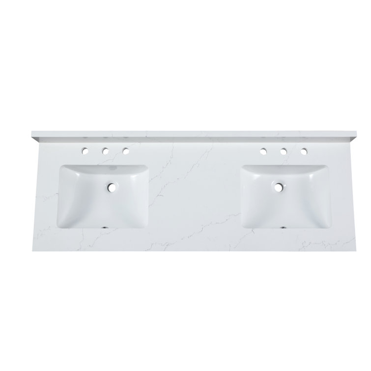 Sagehill Chantilly 61'' Quartz Double Vanity Top with Sink and 6 Faucet